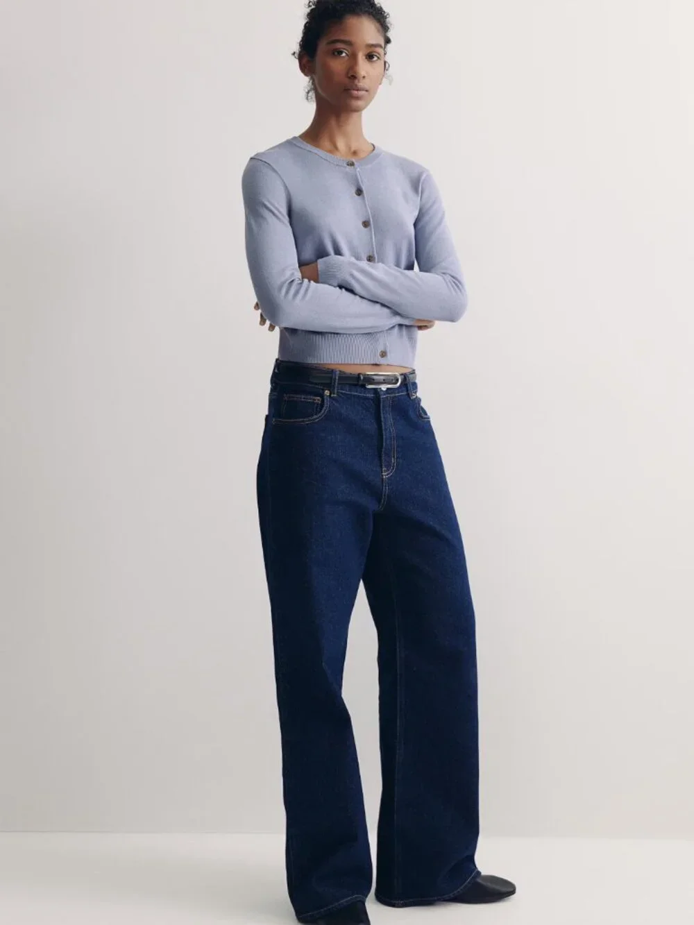 H&M Fine Knit Cardigan Light Dusty Blue Soft Viscose Blend Size S - Picture 14 of 16